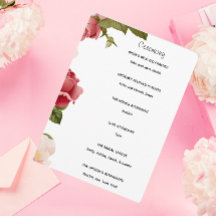 Vattenfärg Blommig Bröllopsceremoni Program | Rosa