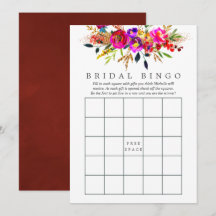 Vattenfärg Blommig Bröllopsdusch Bingo