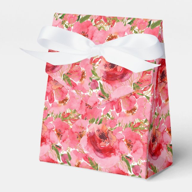 Vattenfärg Blommig Bröllopsdusch Tält Presentaskar (Framsidan Sidan)