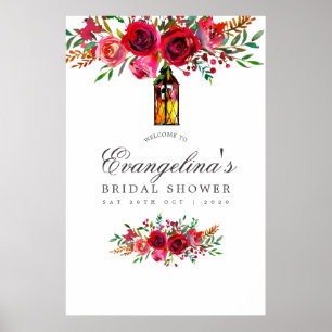 Vattenfärg Blommig Bröllopsdusch Välkommen Poster