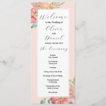 Vattenfärg Blommig Bröllopsmeny CeremoniDetaljer