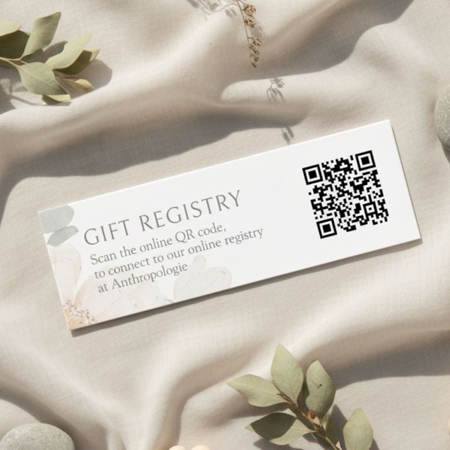 Vattenfärg Blommig Bröllopspresentregistrering QR  Litet Visitkort (Skapare uppladdad)