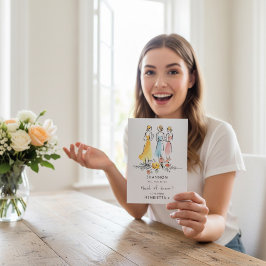 Vattenfärg Blommig Brudtärna Förslags Kort
