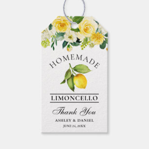 Vattenfärg Blommig Citron Limoncello Bröllop Presentetikett
