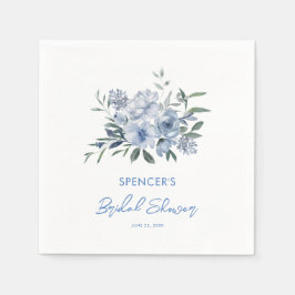 Vattenfärg Blommig Dammig Blå Bröllopsfest Pappersservett