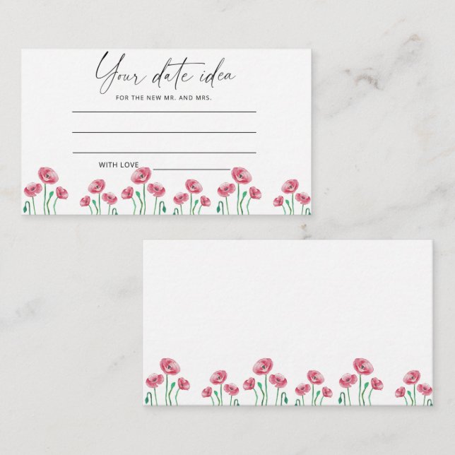 Vattenfärg blommig Dejtingstips \ Dejtburk  Tilläggskort (Fram/baksida)