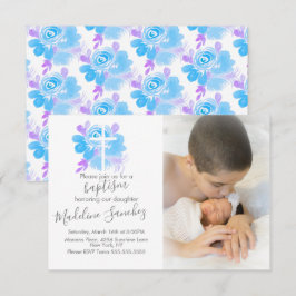 Vattenfärg Blommig Dopkors Babyinvigning  Inbjudningar