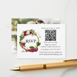 Vattenfärg Blommig Druvrankor Krans Foto RSVP QR Tilläggskort