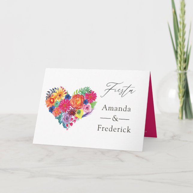 Vattenfärg Blommig Fiesta Bröllop Program (Framsida)