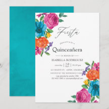 Vattenfärg Blommig Fiesta Quinceañera
