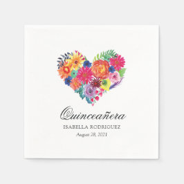 Vattenfärg Blommig Fiesta Quinceañera Pappersservett