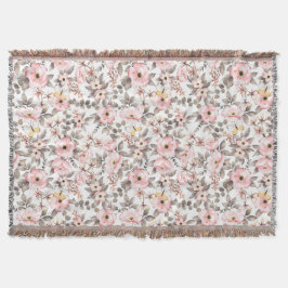 Vattenfärg Blommig Filt