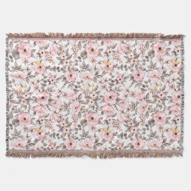 Vattenfärg Blommig Filt (Framsidan)