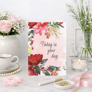 Vattenfärg Blommig Födelsedag eller Mors Dag Anpas Kort