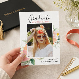 Vattenfärg Blommig Foto Examen Annonsering Meddelande