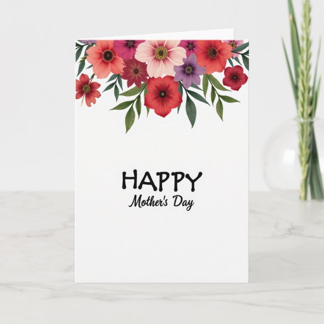 Vattenfärg Blommig Glad Kort (Framsida)