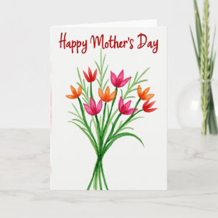 Vattenfärg Blommig Glad Mors Dag-kort Kort