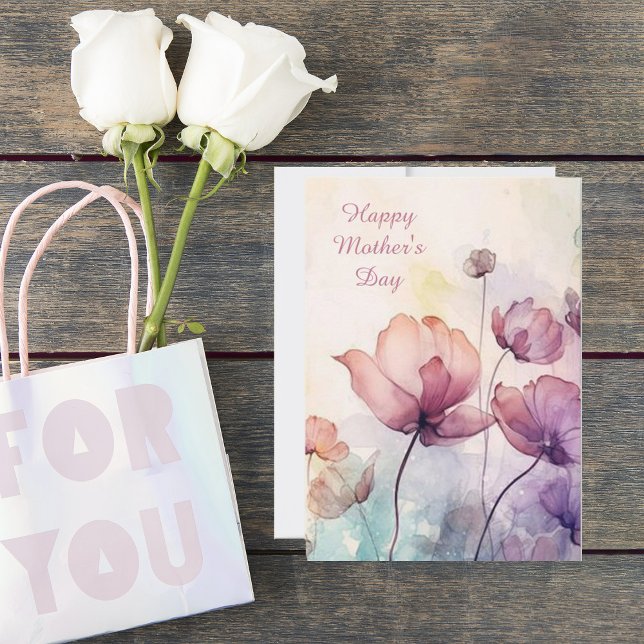 Vattenfärg Blommig Glad mors dag Välkomstkort Julkort (Skapare uppladdad)