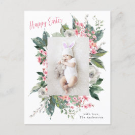 Vattenfärg Blommig Glad Påsk Foto Vykort
