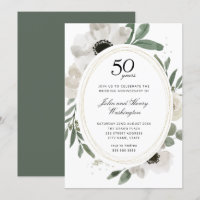 Vattenfärg Blommig Grön 50-års bröllopsjubileum