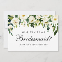 Vattenfärg Blommig Grön Vit Brudtärna Inbjudningar