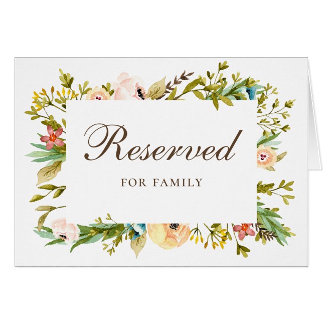 Vattenfärg blommig grönska vigsel bröllop reserver OBS kort (Framsidan Horizontal)