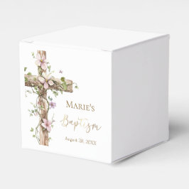 Vattenfärg Blommig Heliga Korset Dop Presentaskar