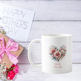Vattenfärg Blommig Hjärtans Mors Dags Kaffe Mugg