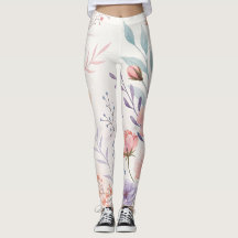 Vattenfärg Blommig Högmidjad Leggings