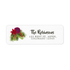 Vattenfärg Blommig Jul Returadress Etikett