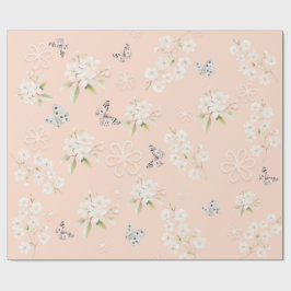 Vattenfärg Blommig Kanin och Fjäril Presentpapper