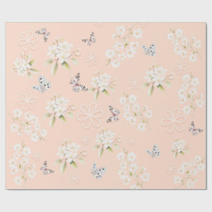 Vattenfärg Blommig Kanin och Fjäril Presentpapper