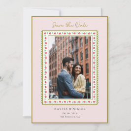 Vattenfärg blommig kant Foto Spara datumet