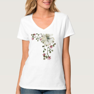 Vattenfärg Blommig Kvinnors T-Shirt
