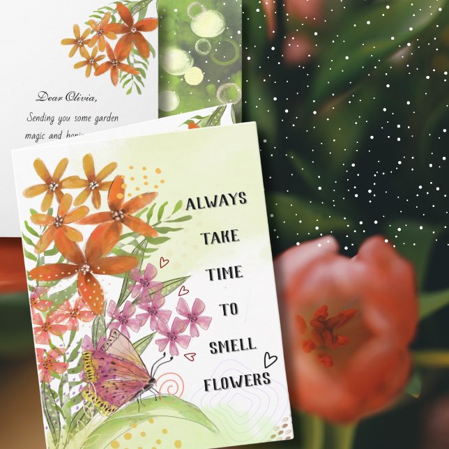 Vattenfärg Blommig Magi God Hälsa Motiverande Kort (Watercolor Floral Garden Magic Get Well Motivational Card)