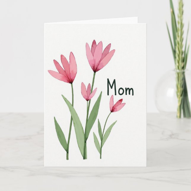 Vattenfärg Blommig Mamma-kort Kort (Framsida)