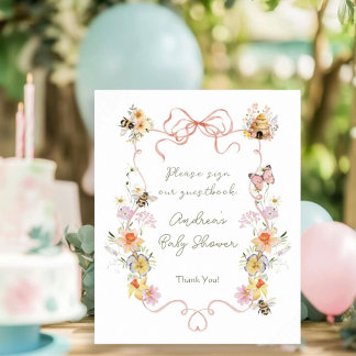 Vattenfärg Blommig Mamma-till-Bi Tecken Vår Gästbo Poster