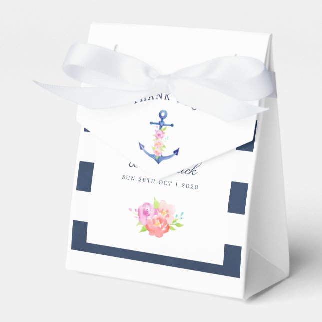 Vattenfärg Blommig Marin Bröllop Tack Presentaskar (Framsidan Sidan)