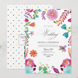 Vattenfärg Blommig Mexikansk Fiesta QR-kod Bröllop Inbjudningar