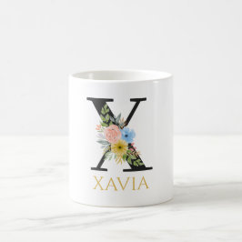 Vattenfärg Blommig Monogram Kaffe Mugg