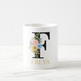 Vattenfärg Blommig Monogram Kaffe Mugg