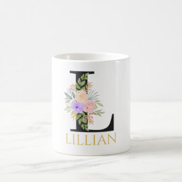 Vattenfärg Blommig Monogram Kaffe Mugg