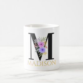 Vattenfärg Blommig Monogram Kaffe Mugg