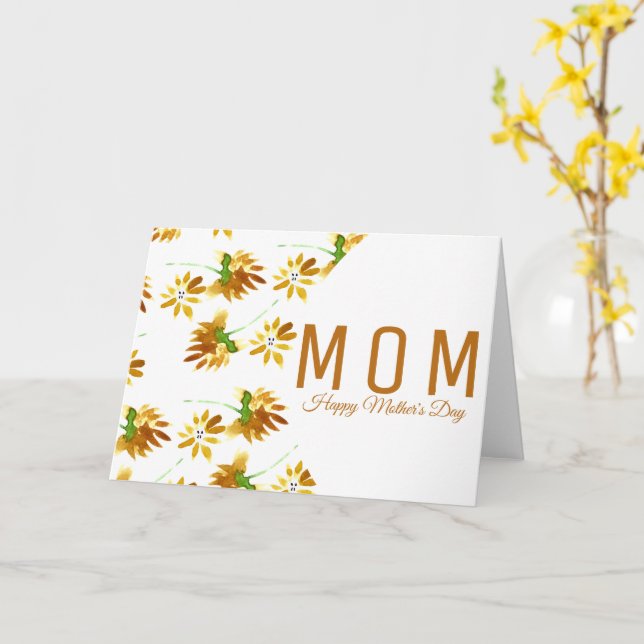 Vattenfärg Blommig Mors Dagsskrift Kort (Gul blomma)