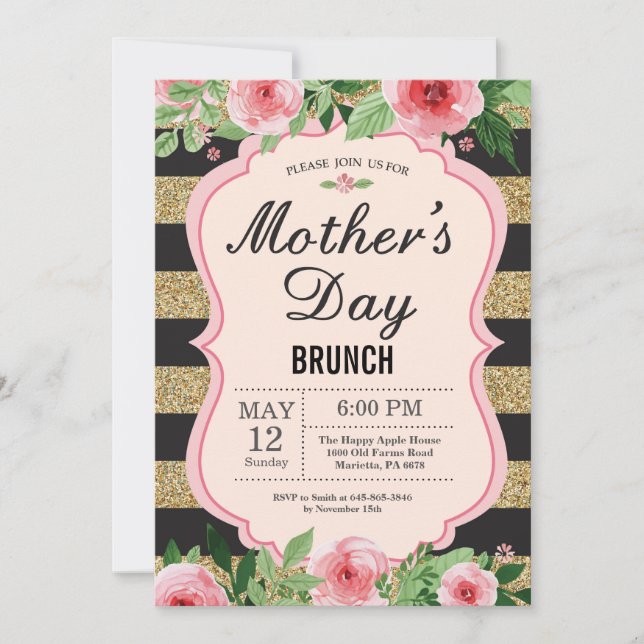 Vattenfärg Blommig Morsdagsbrunch-inbjudan Inbjudningar (Framsida)