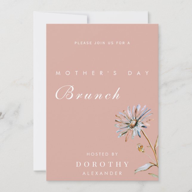 Vattenfärg Blommig Morsdagsbrunch Inbjudningar (Framsida)