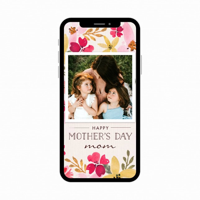 Vattenfärg Blommig Morsdagskort Kort (Skapare uppladdad)