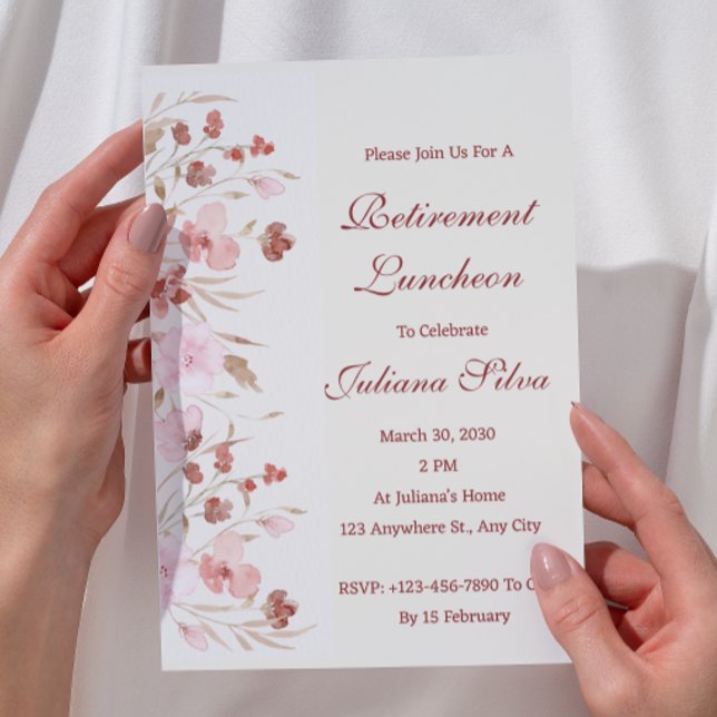 Vattenfärg Blommig Pensionärslunch  Inbjudningar (Skapare uppladdad)