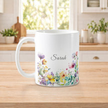 Vattenfärg Blommig Personlig Kaffe Mugg
