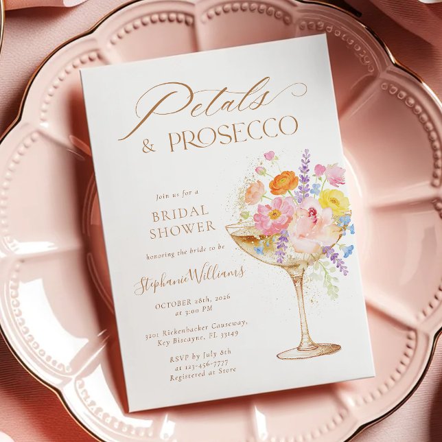 Vattenfärg Blommig Prosecco Bröllopsdusch Inbjudningar (Skapare uppladdad)